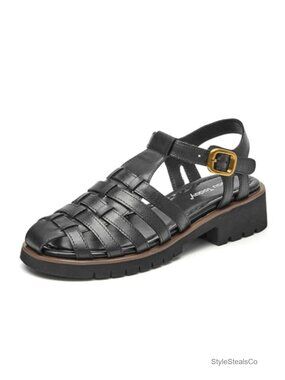 Women's Platform Fisherman Sandals, Chunky Gladiator Leather Closed Toe Sandals